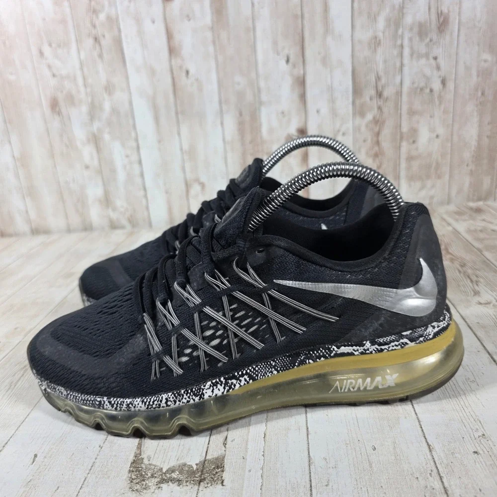 Nike Air Max 2015 Mens 6Y Womens‎ 7.5 Black Silver Running Shoes 705458-003